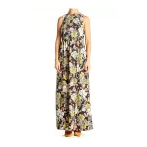 LOFT Floral Boho Maxi Column DRESS Size 2. 18” Slit On Both Sides